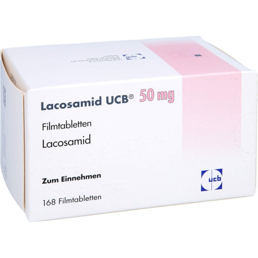 Das Produktfoto zeigt Lacosamid Ucb 50 Mg Filmtabletten (168 stk) PZN 16031729