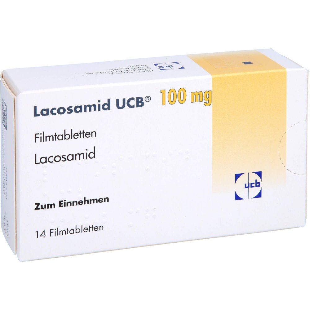 Das Produktfoto zeigt Lacosamid Ucb 100 Mg Filmtabletten (14 stk) PZN 16031735