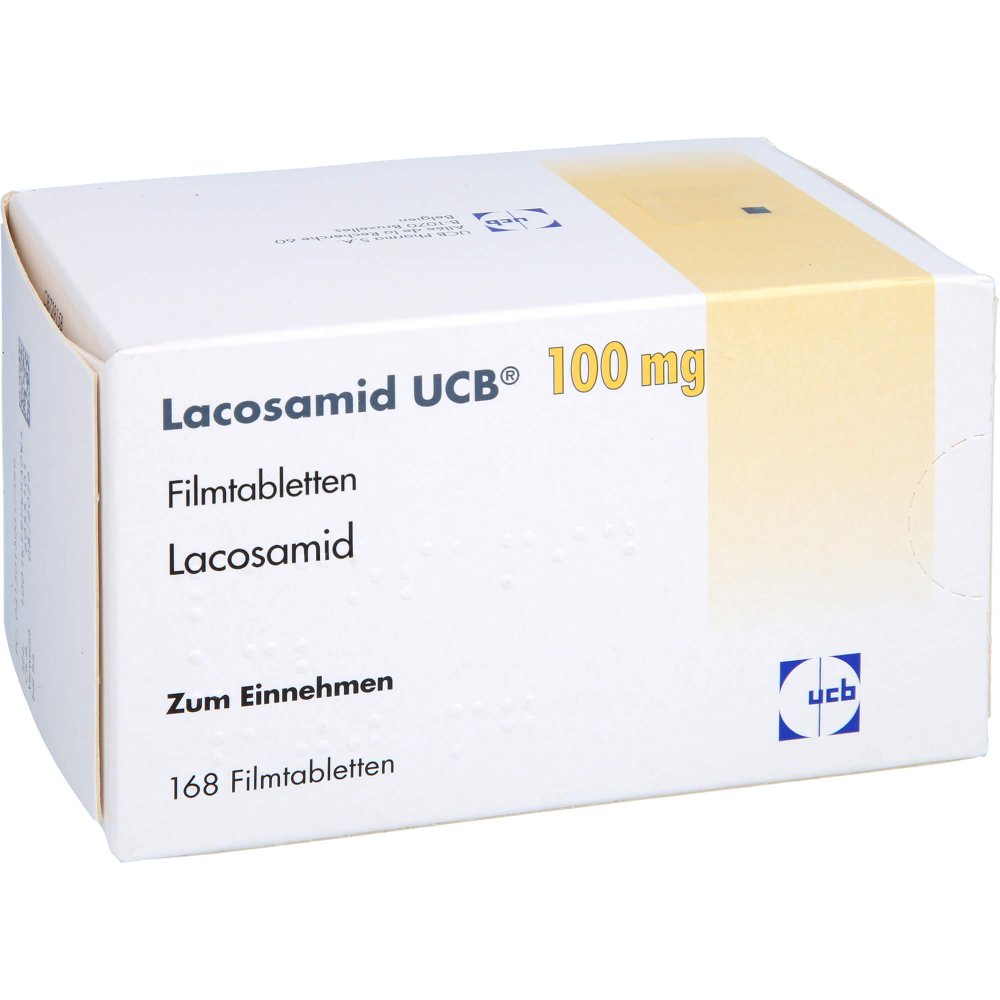 Das Produktfoto zeigt Lacosamid Ucb 100 Mg Filmtabletten (168 stk) PZN 16031758