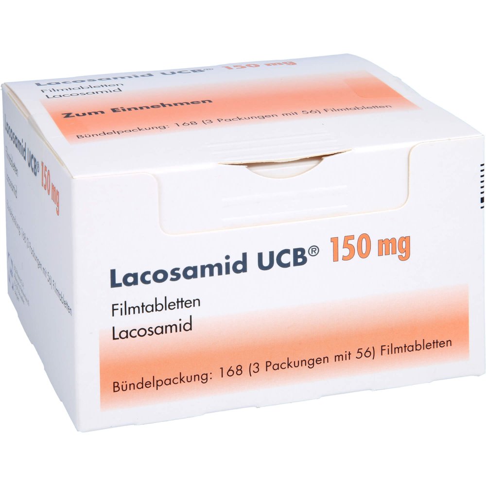 Das Produktfoto zeigt Lacosamid Ucb 150 Mg Filmtabletten (168 stk) PZN 16031770