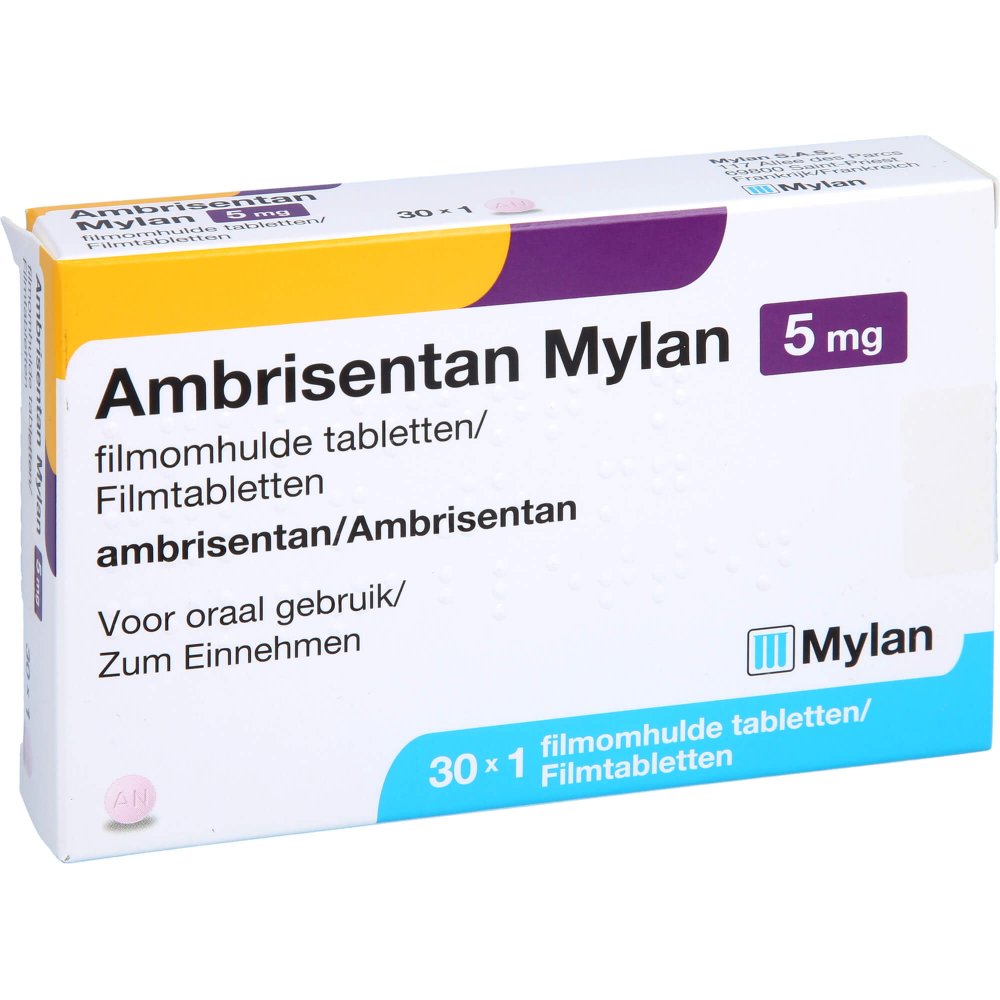 Das Produktfoto zeigt Ambrisentan Mylan 5 Mg Filmtabletten (30 stk) PZN 16042236