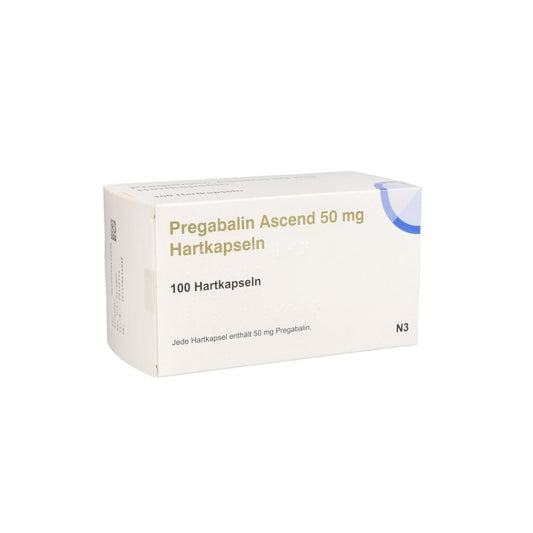 Das Produktfoto zeigt Pregabalin Ascend 50 Mg Hartkapseln (100 stk) PZN 16042609