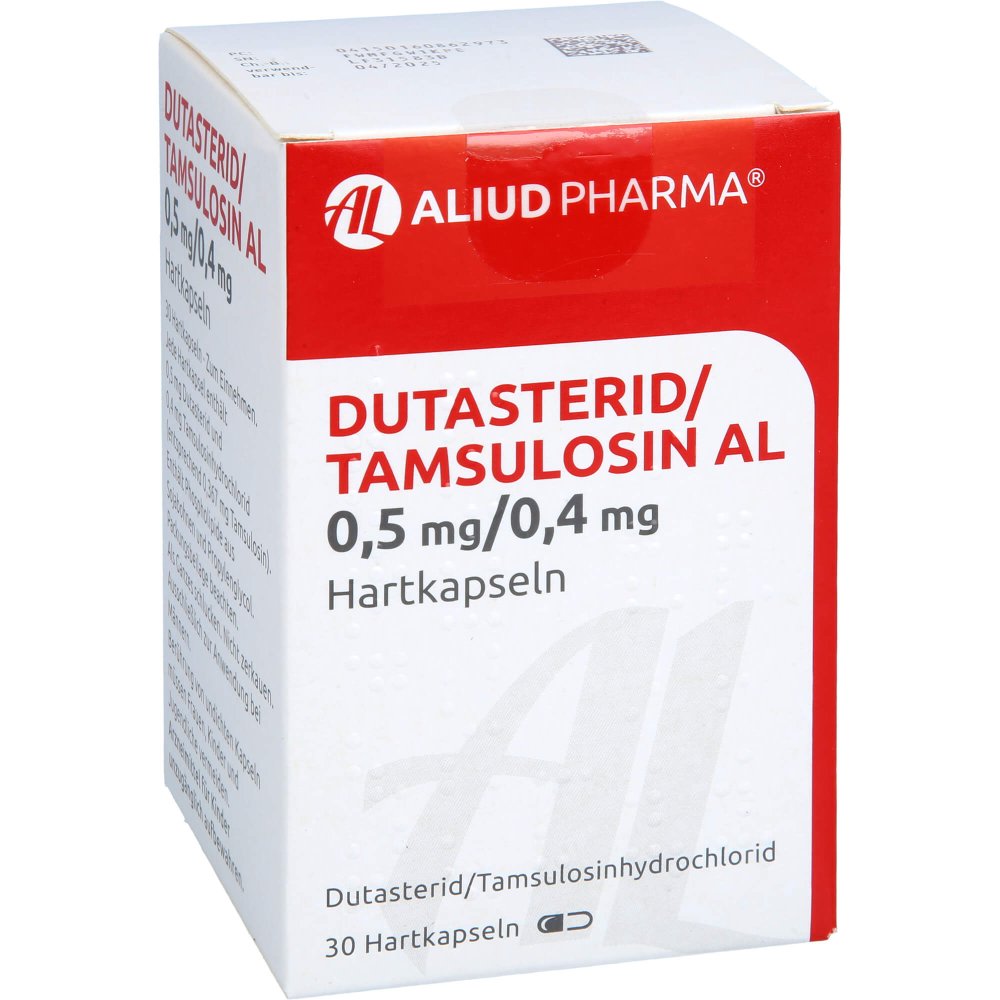 Das Produktfoto zeigt Dutasterid/Tamsulosin Al 0,5 Mg/0,4 Mg Hartkapseln (30 stk) PZN 16086297