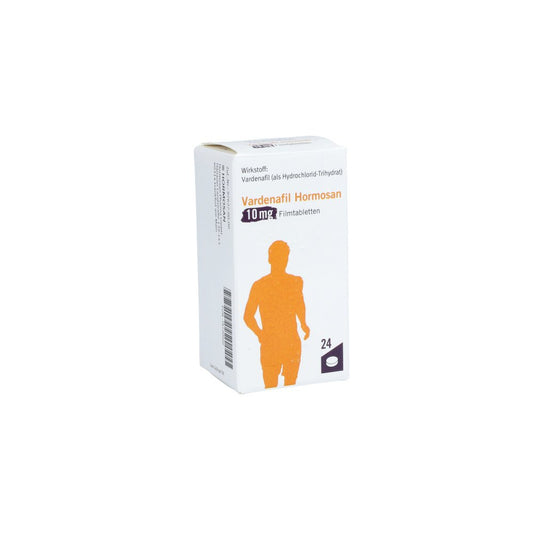 Das Produktfoto zeigt Vardenafil Hormosan 10 Mg Filmtabletten (24 stk) PZN 16120522
