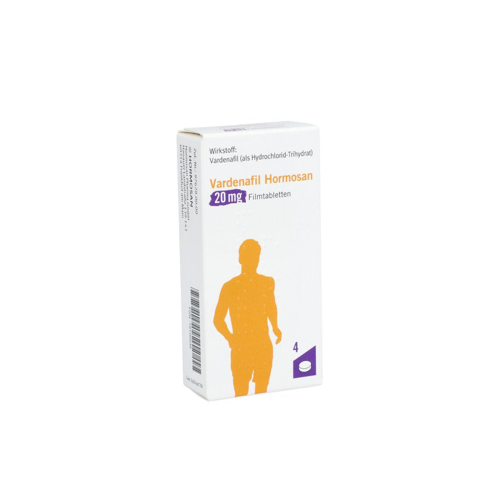 Das Produktfoto zeigt Vardenafil Hormosan 20 Mg Filmtabletten (4 stk) PZN 16120539