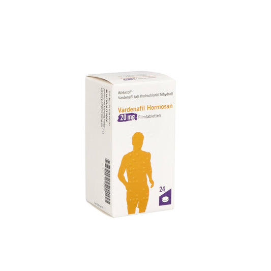 Das Produktfoto zeigt Vardenafil Hormosan 20 Mg Filmtabletten (24 stk) PZN 16120568