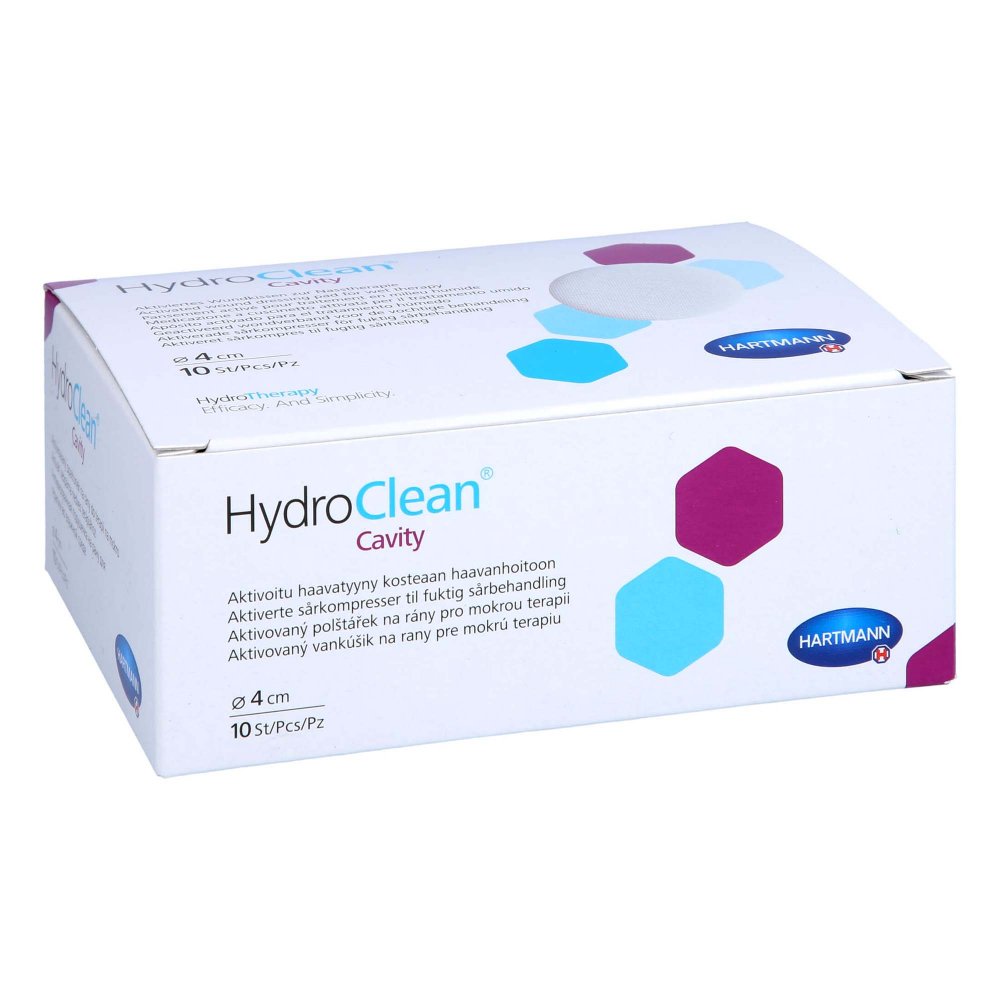 Das Produktfoto zeigt Hydroclean Cavity Kompressen 4 Cm Rund Steril (10 stk) PZN 16123360