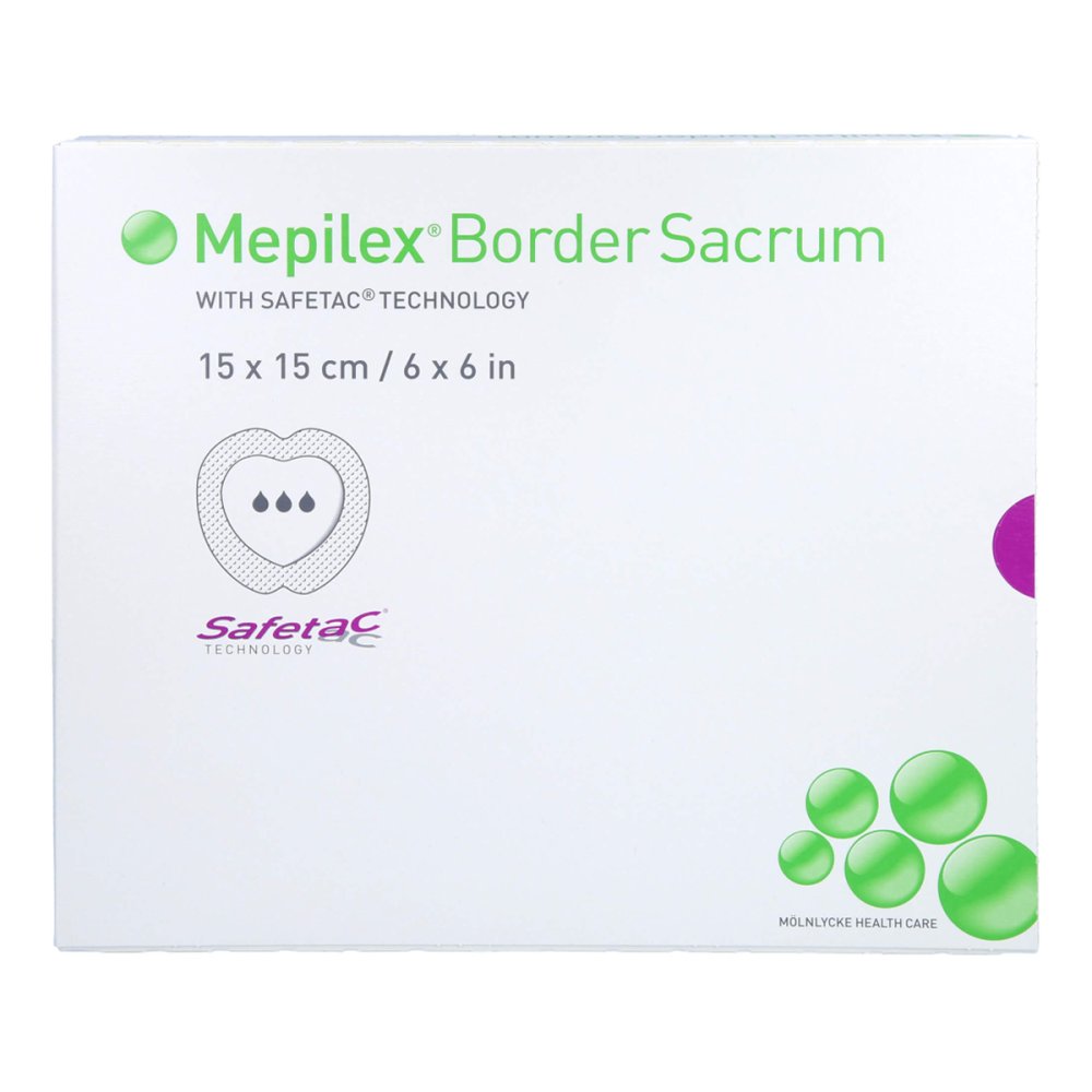 Das Produktfoto zeigt Mepilex Border Sacrum Schaumverb.15x15 Cm Steril (5 stk) PZN 16123466