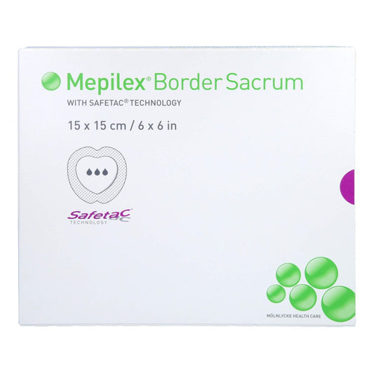 Das Produktfoto zeigt Mepilex Border Sacrum Schaumverb.15x15 Cm Steril (5 stk) PZN 16123466