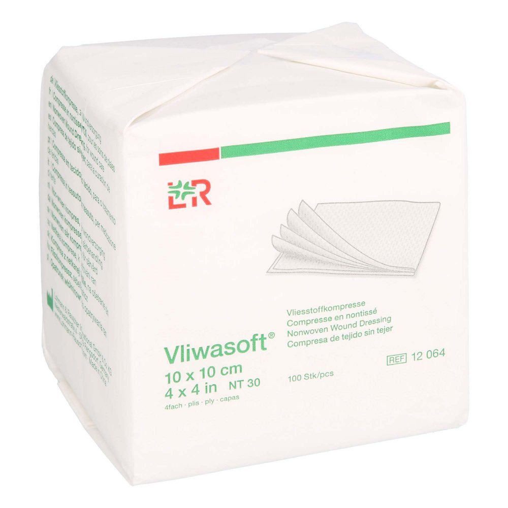Das Produktfoto zeigt Vliwasoft Vlieskompressen Unsteril 10x10 Cm 4l. (100 stk) PZN 16123733