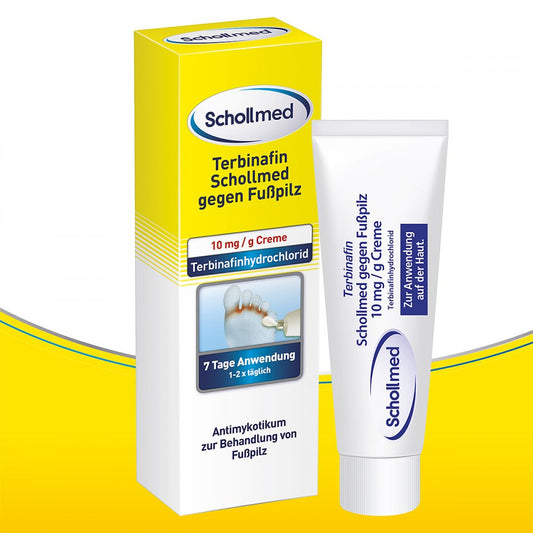 Das Produktfoto zeigt Terbinafin Schollmed Gegen Fußpilz 10 Mg/G Creme (15 g) PZN 16134286