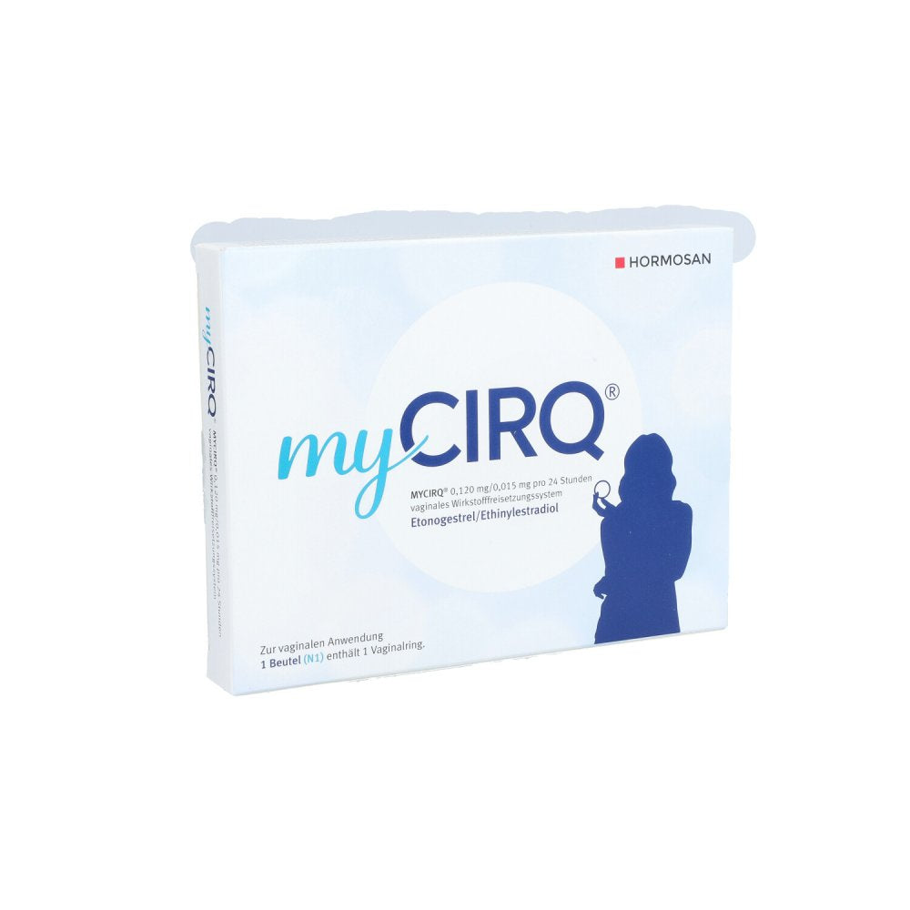 Das Produktfoto zeigt Mycirq 0,120 Mg/0,015 Mg Pro 24h Vag.Wst.-Frs.Sys. (1 stk) PZN 16139786