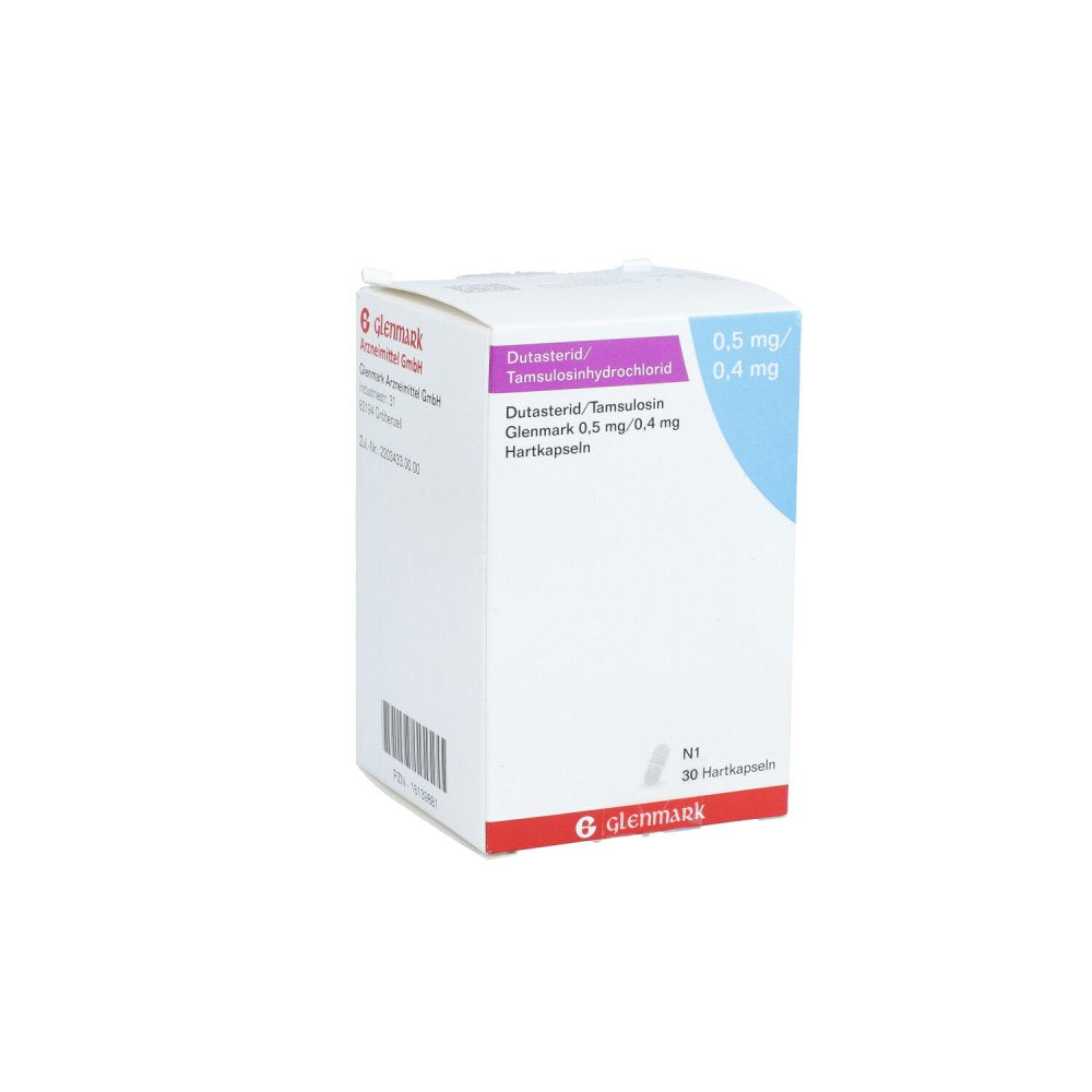 Das Produktfoto zeigt Dutasterid/Tamsulosin Glenmark 0,5mg/0,4mg Hartk. (30 stk) PZN 16139881