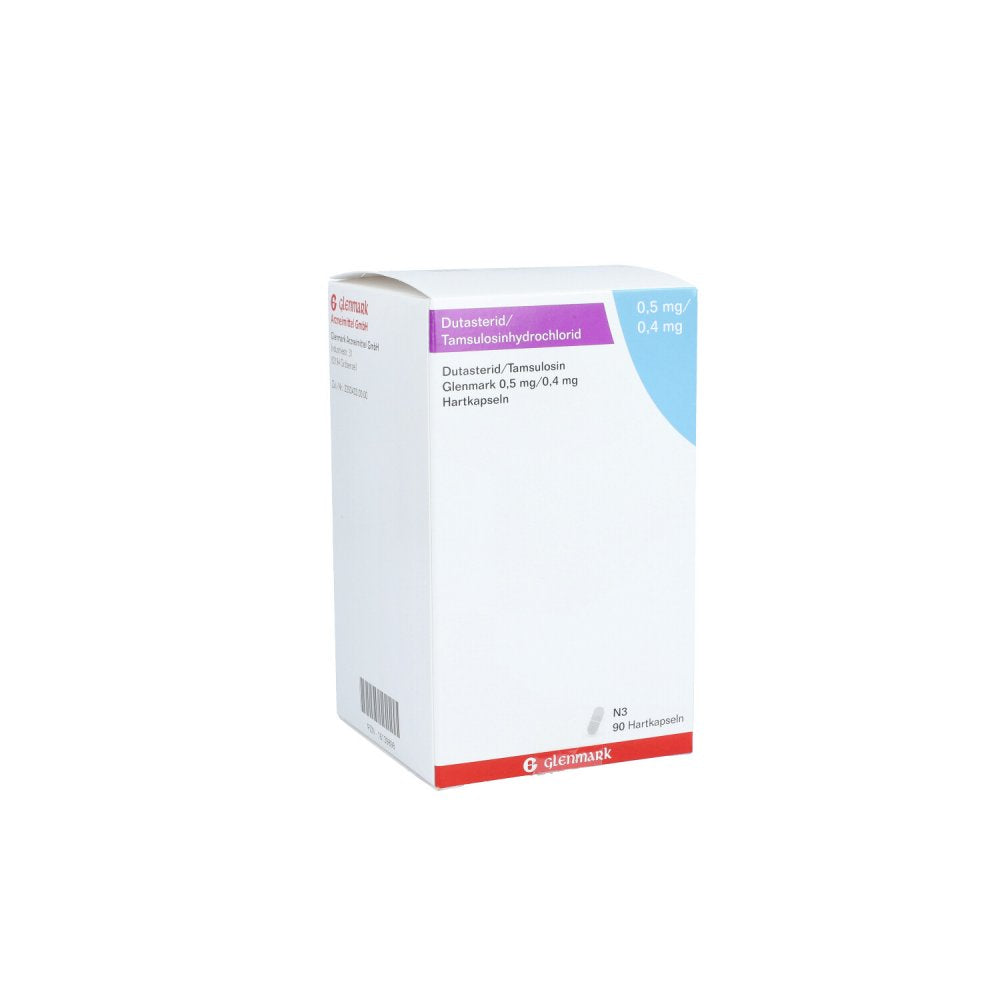 Das Produktfoto zeigt Dutasterid/Tamsulosin Glenmark 0,5mg/0,4mg Hartk. (90 stk) PZN 16139898