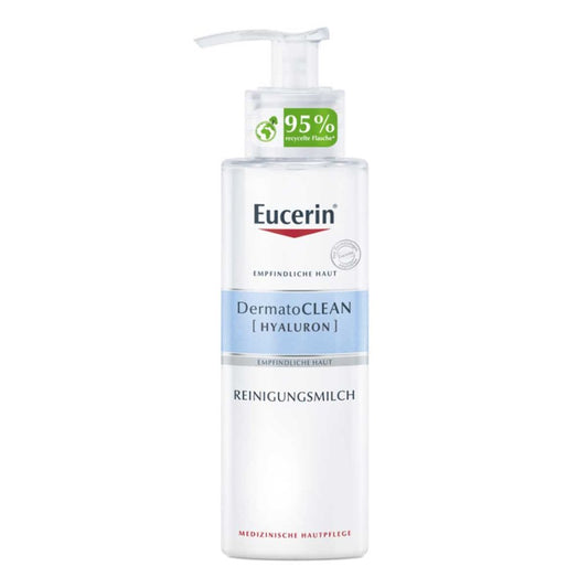 Das Produktfoto zeigt Eucerin Dermatoclean Hyaluron Reinigungsmilch (200 ml) PZN 16143109