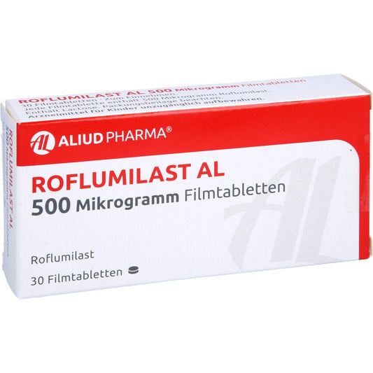 Das Produktfoto zeigt Roflumilast Al 500 Mikrogramm Filmtabletten (30 stk) PZN 16151971