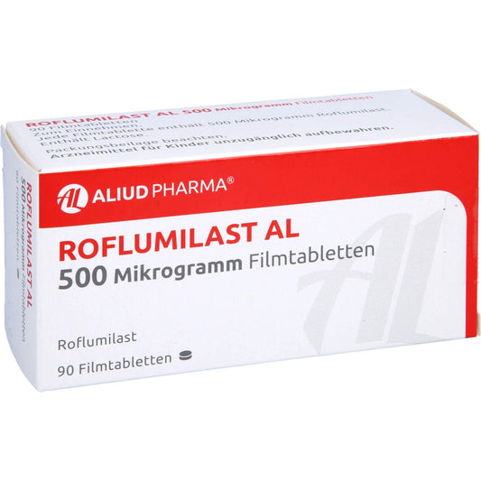 Das Produktfoto zeigt Roflumilast Al 500 Mikrogramm Filmtabletten (90 stk) PZN 16151988