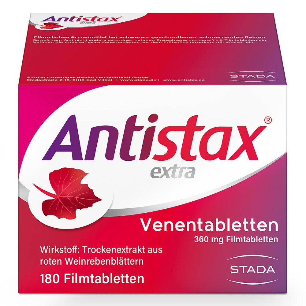 Das Produktfoto zeigt Antistax Extra Venentabletten (180 stk) PZN 16156023