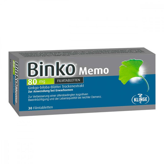 Das Produktfoto zeigt Binko Memo 80 Mg Filmtabletten (30 stk) PZN 16168842