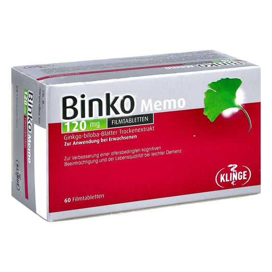 Das Produktfoto zeigt Binko Memo 120 Mg Filmtabletten (60 stk) PZN 16168894