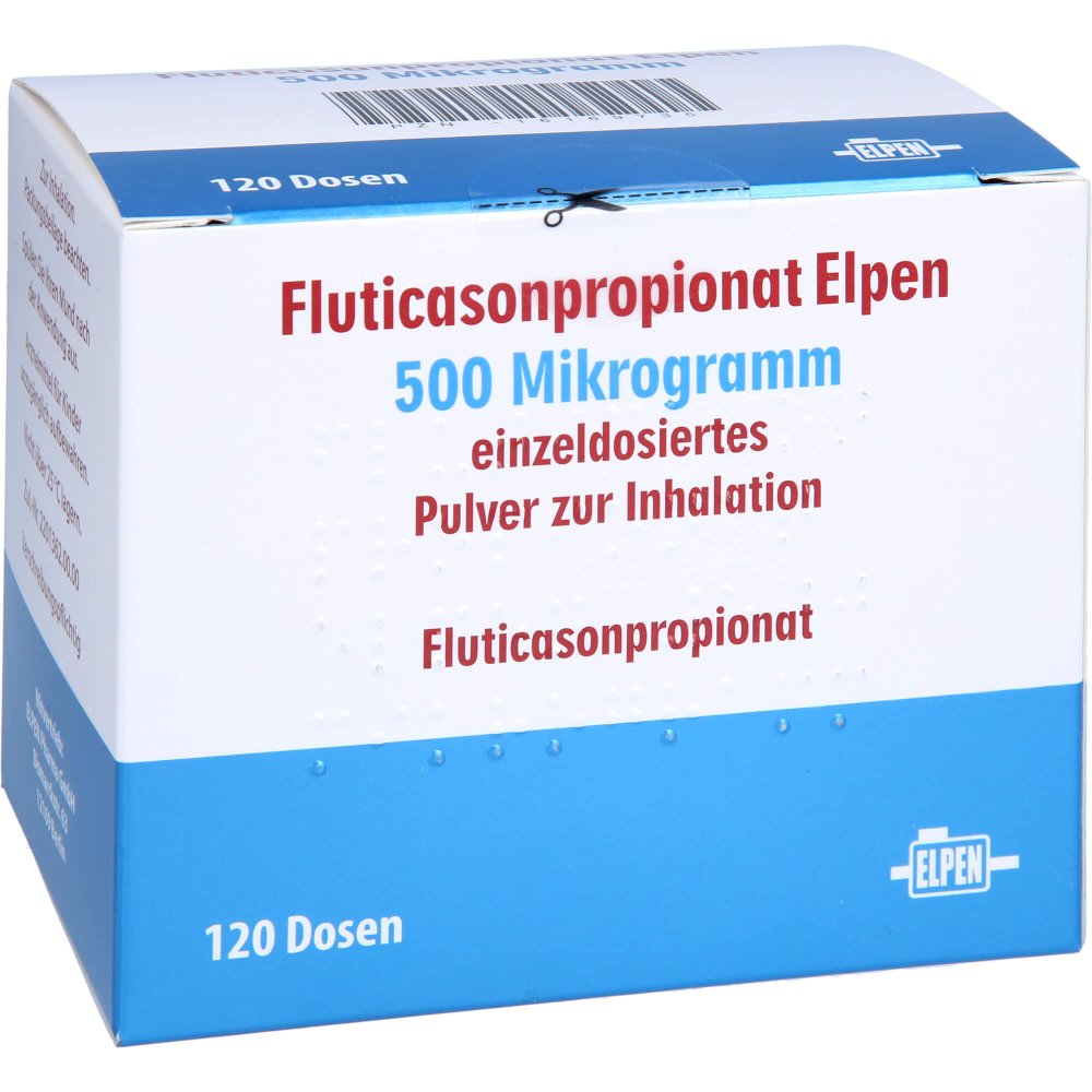 Das Produktfoto zeigt Fluticasonpropionat Elpen 500 Μg 120ed Plv.Z.Inh. (2X60 stk) PZN 16169735