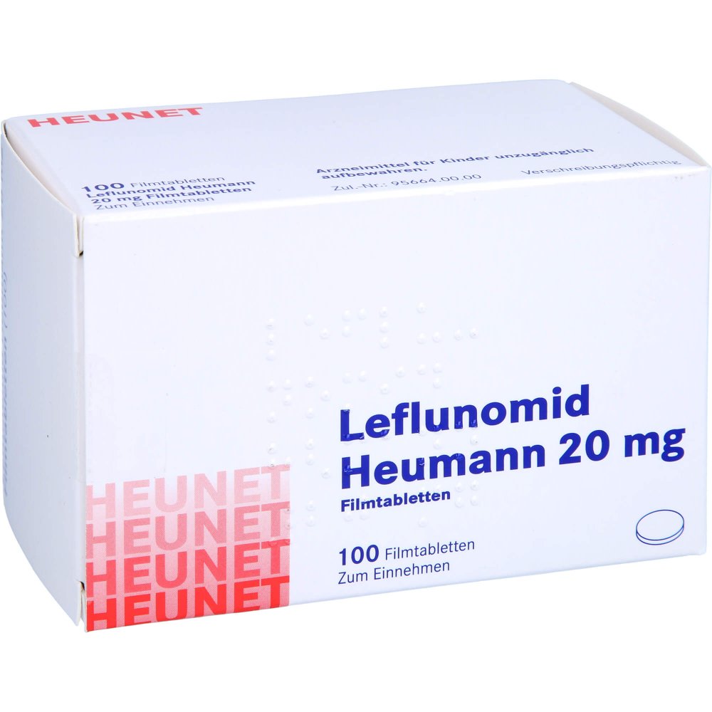 Das Produktfoto zeigt Leflunomid Heumann 20 Mg Filmtabletten Heunet (100 stk) PZN 16196732