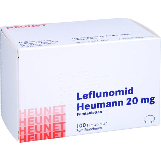 Das Produktfoto zeigt Leflunomid Heumann 20 Mg Filmtabletten Heunet (100 stk) PZN 16196732