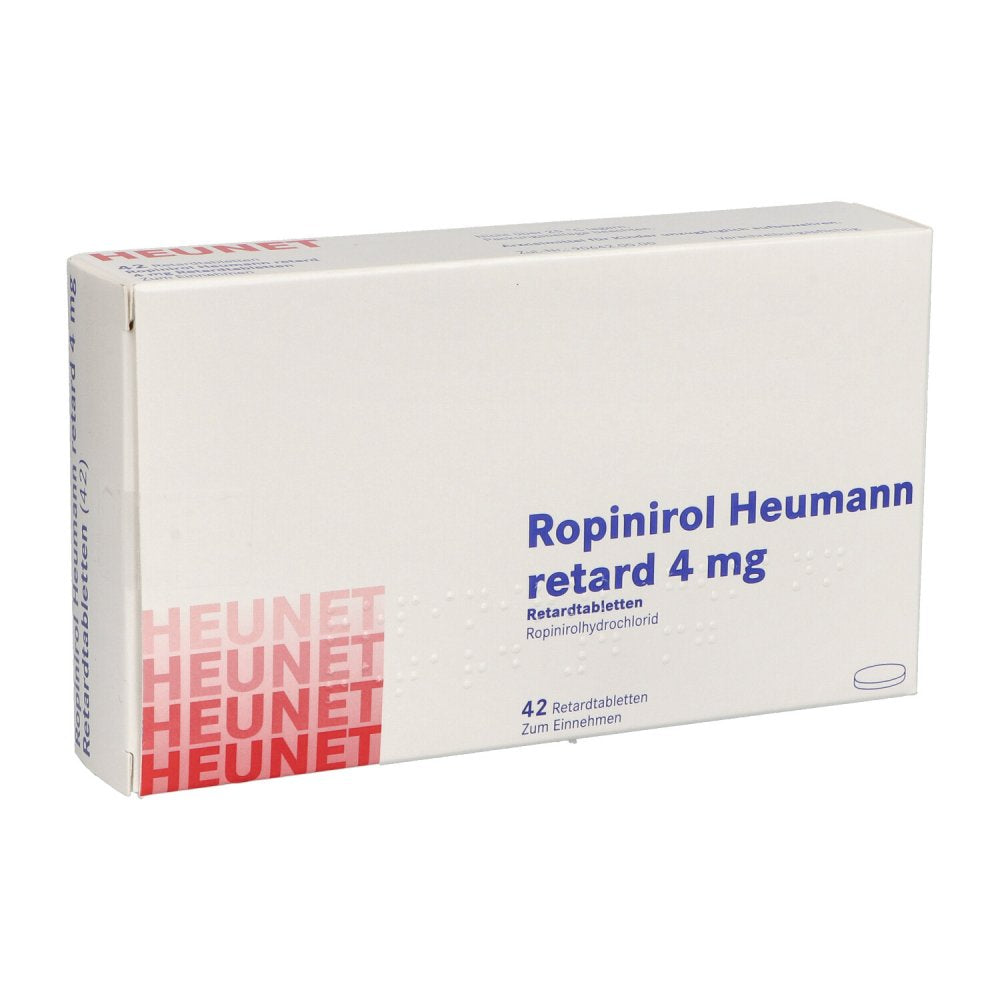 Das Produktfoto zeigt Ropinirol Heumann Retard 4 Mg Retardtabl.Heunet (42 stk) PZN 16198493