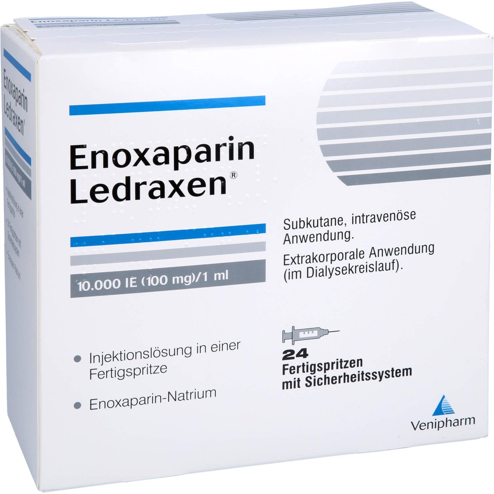Das Produktfoto zeigt Enoxaparin Ledraxen 10.000 I.E. 100mg/1ml Ife (24 stk) PZN 16203248