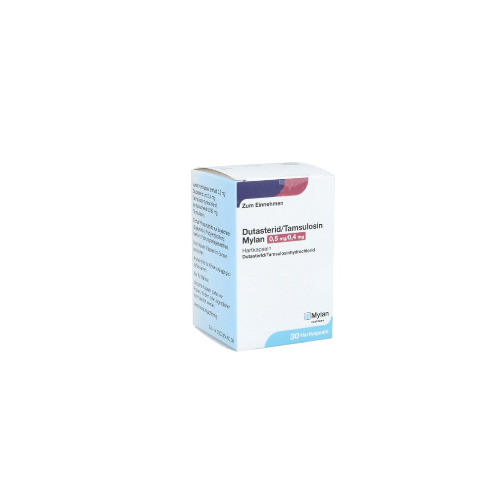 Das Produktfoto zeigt Dutasterid/Tamsulosin Mylan 0,5 Mg/0,4 Mg Hartkps. (30 stk) PZN 16218793