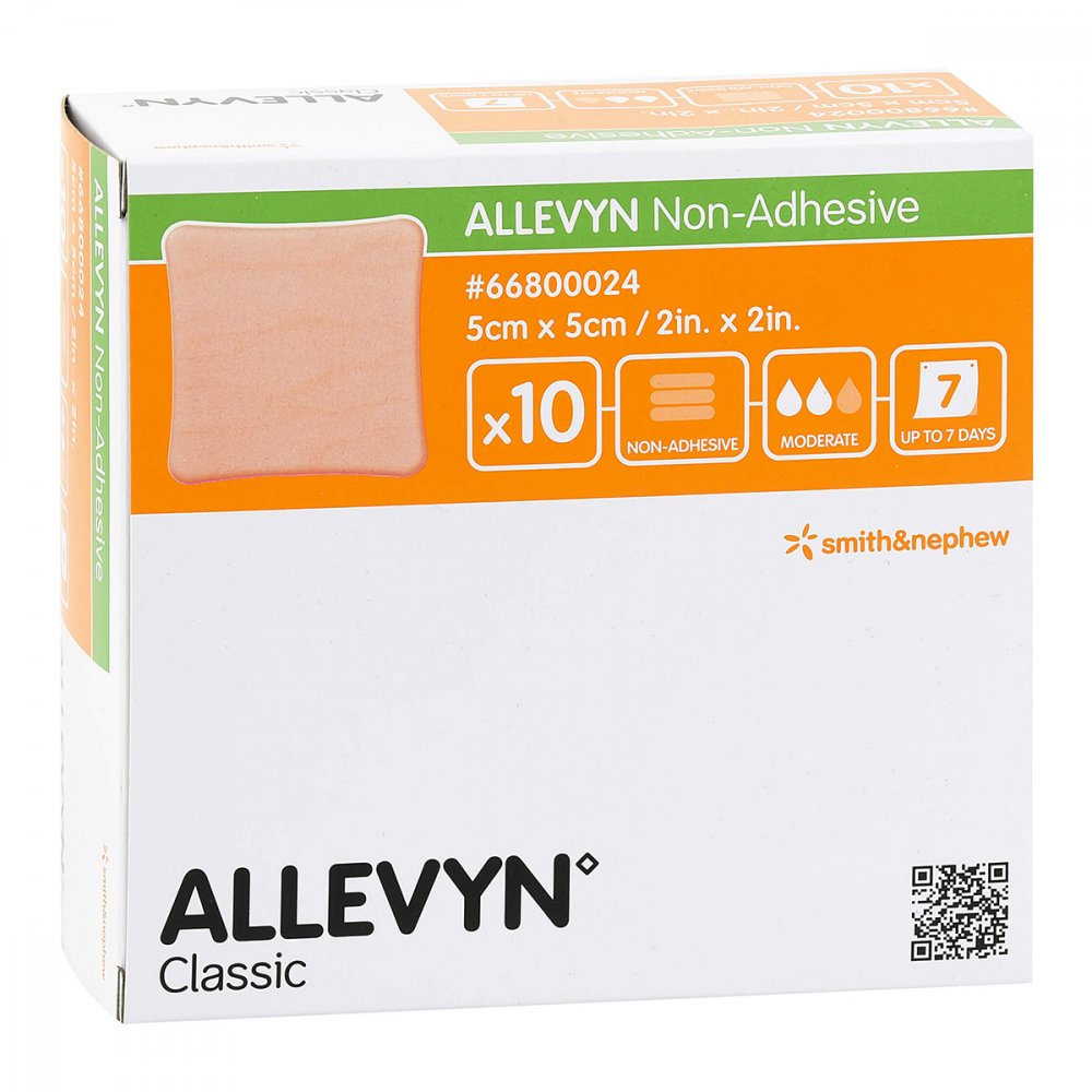 Das Produktfoto zeigt Allevyn Non Adhesive 5x5 Cm Wundverband (10 stk) PZN 16222300