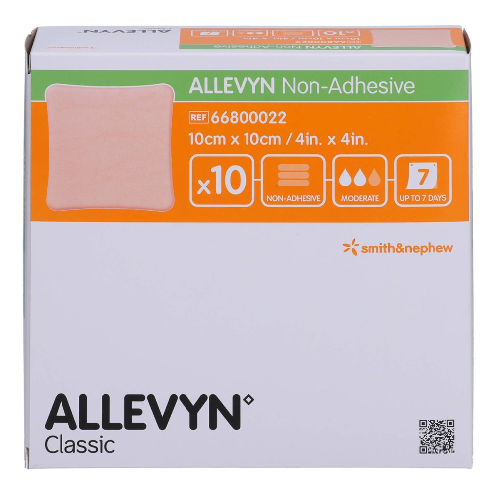 Das Produktfoto zeigt Allevyn Non Adhesive 10x10 Cm Wundverband (10 stk) PZN 16222317