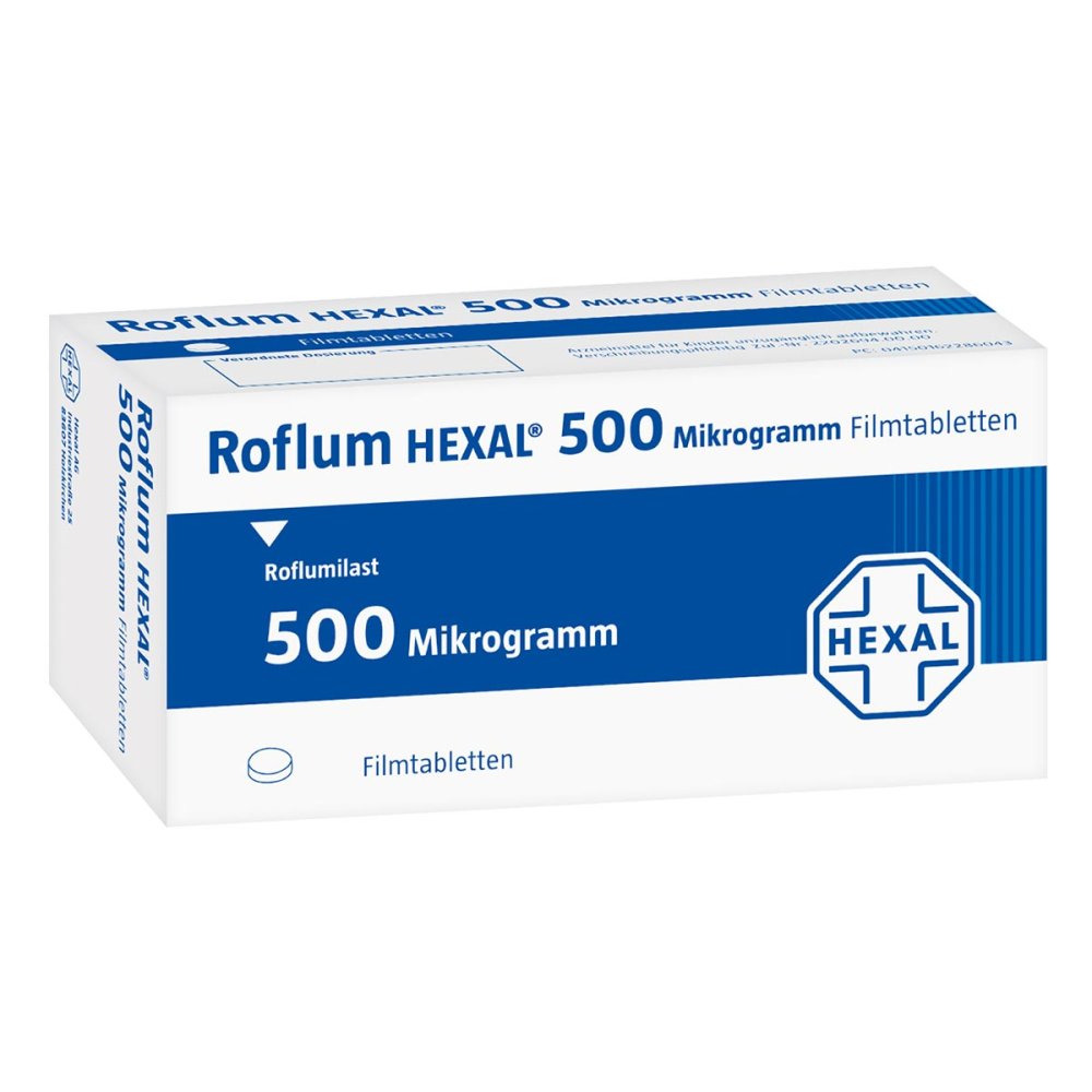 Das Produktfoto zeigt Roflum Hexal 500 Mikrogramm Filmtabletten (90 stk) PZN 16228604