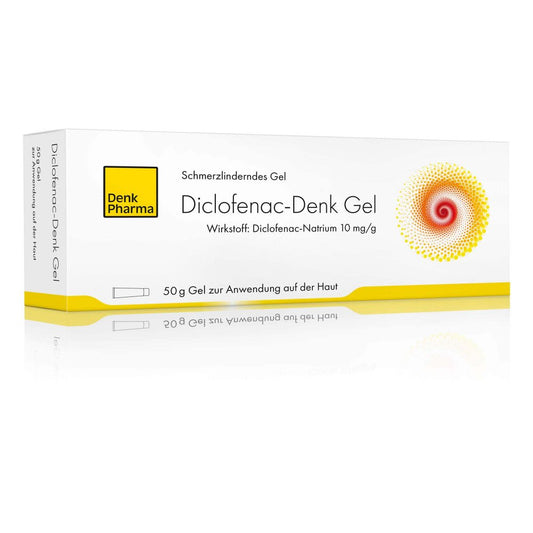 Das Produktfoto zeigt Diclofenac-Denk Gel 10 Mg/G (50 g) PZN 16231138