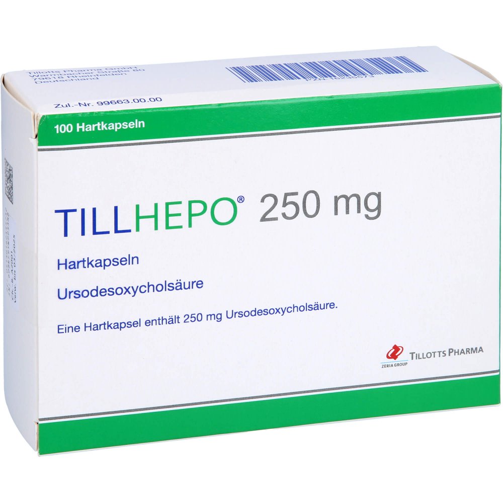 Das Produktfoto zeigt Tillhepo 250 Mg Hartkapseln (100 stk) PZN 16235573