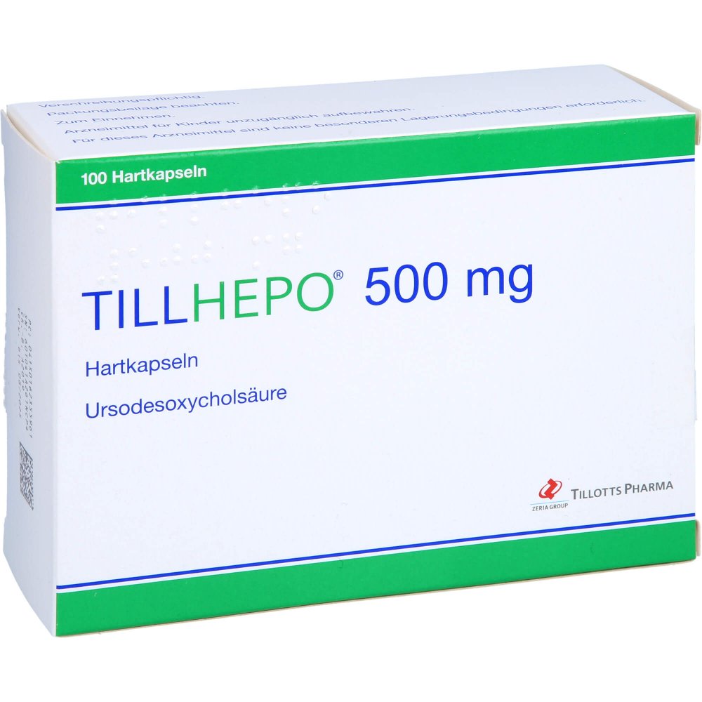 Das Produktfoto zeigt Tillhepo 500 Mg Hartkapseln (100 stk) PZN 16235596