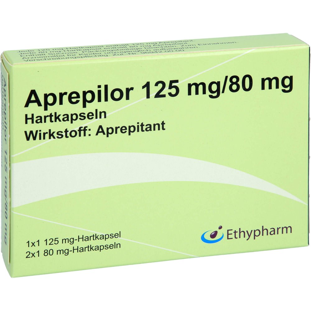 Das Produktfoto zeigt Aprepilor 125 Mg/80 Mg Hartkapseln (3 stk) PZN 16237170