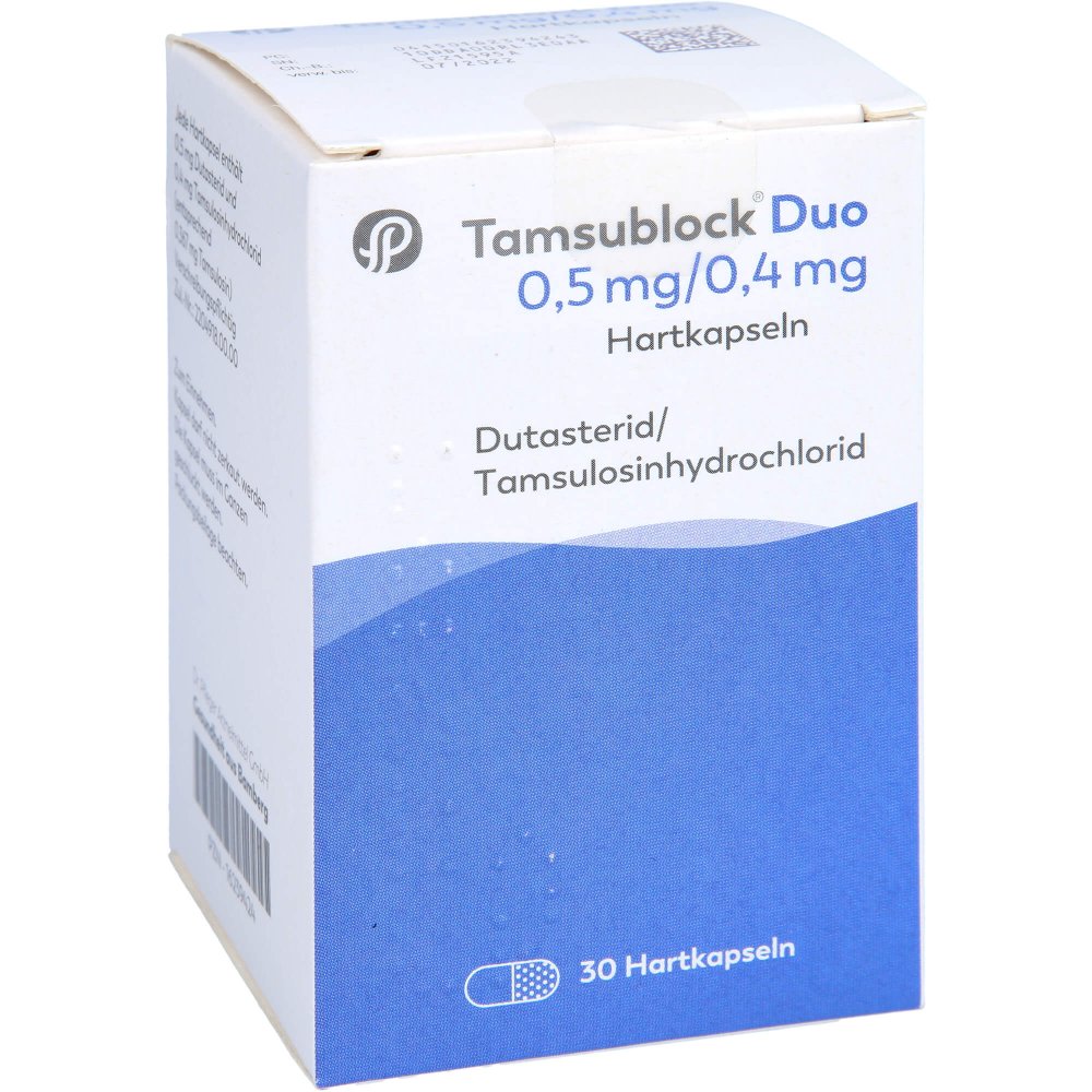 Das Produktfoto zeigt Tamsublock Duo 0,5 Mg/0,4 Mg Hartkapseln (30 stk) PZN 16239424