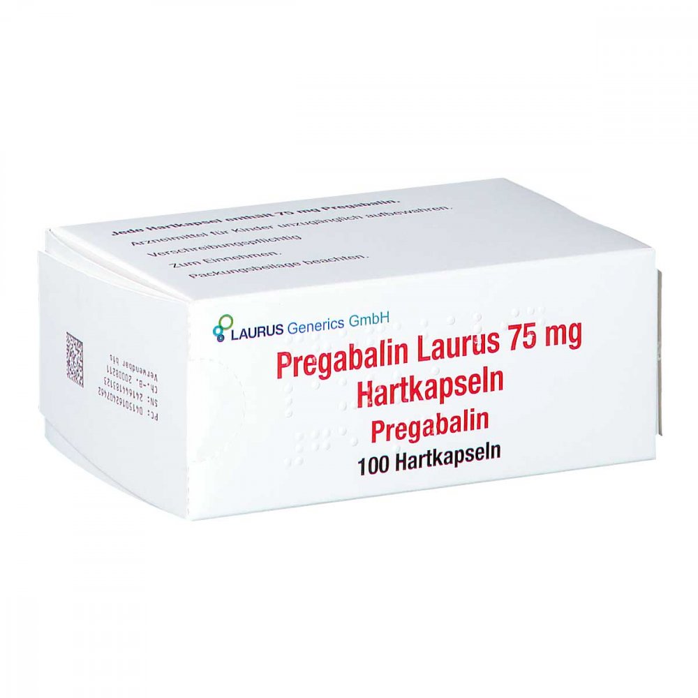 Das Produktfoto zeigt Pregabalin Laurus 75 Mg Hartkapseln (100 stk) PZN 16240746
