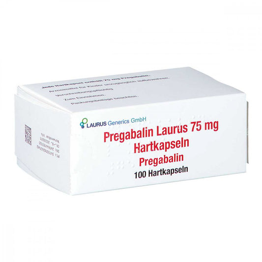 Das Produktfoto zeigt Pregabalin Laurus 75 Mg Hartkapseln (100 stk) PZN 16240746