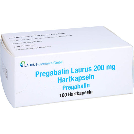 Das Produktfoto zeigt Pregabalin Laurus 200 Mg Hartkapseln (100 stk) PZN 16241102