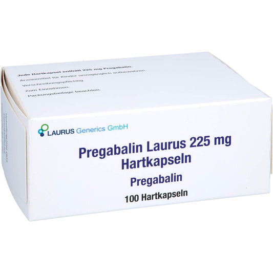 Das Produktfoto zeigt Pregabalin Laurus 225 Mg Hartkapseln (100 stk) PZN 16241131