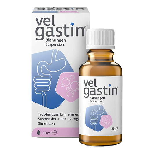 Das Produktfoto zeigt Velgastin Blähungen Suspension Zum Einnehmen (30 ml) PZN 16261257