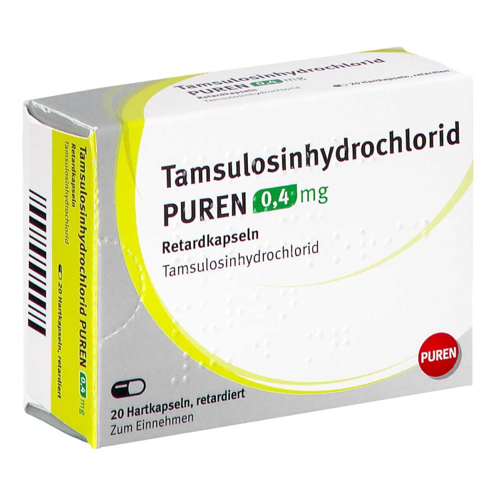 Das Produktfoto zeigt Tamsulosinhydrochlorid Puren 0,4 Mg Retardkapseln (20 stk) PZN 16313764