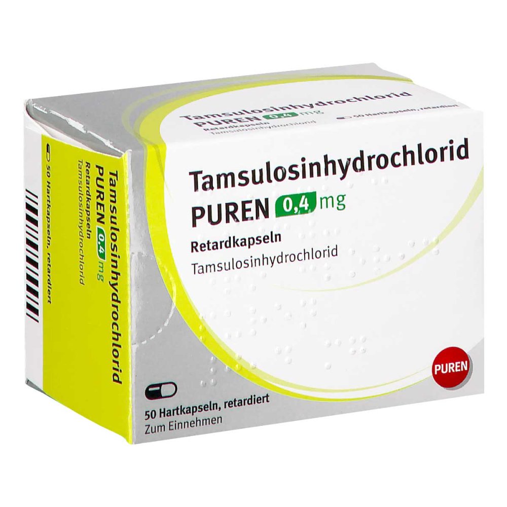 Das Produktfoto zeigt Tamsulosinhydrochlorid Puren 0,4 Mg Retardkapseln (50 stk) PZN 16313770