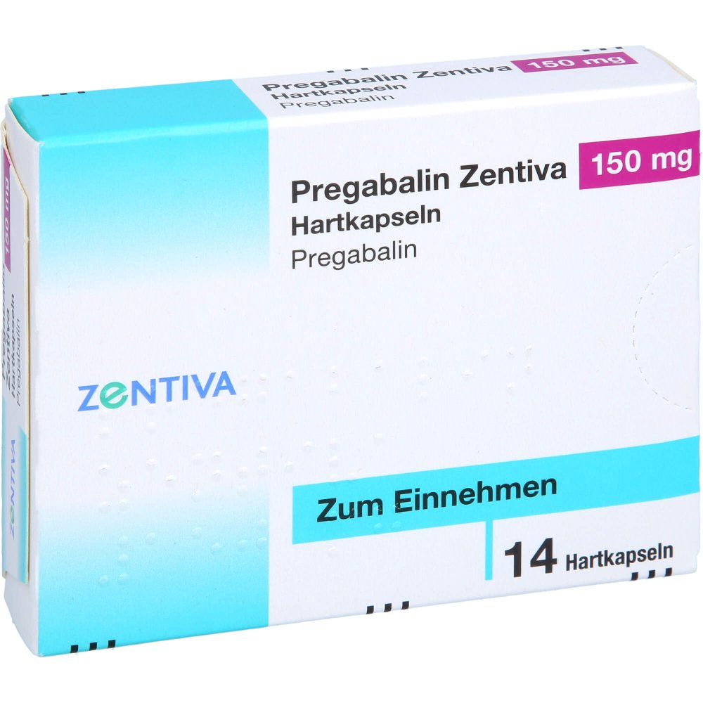 Das Produktfoto zeigt Pregabalin Zentiva 150 Mg Hartkapseln (14 stk) PZN 16320882