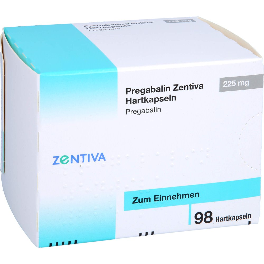 Das Produktfoto zeigt Pregabalin Zentiva 225 Mg Hartkapseln (98 stk) PZN 16321002