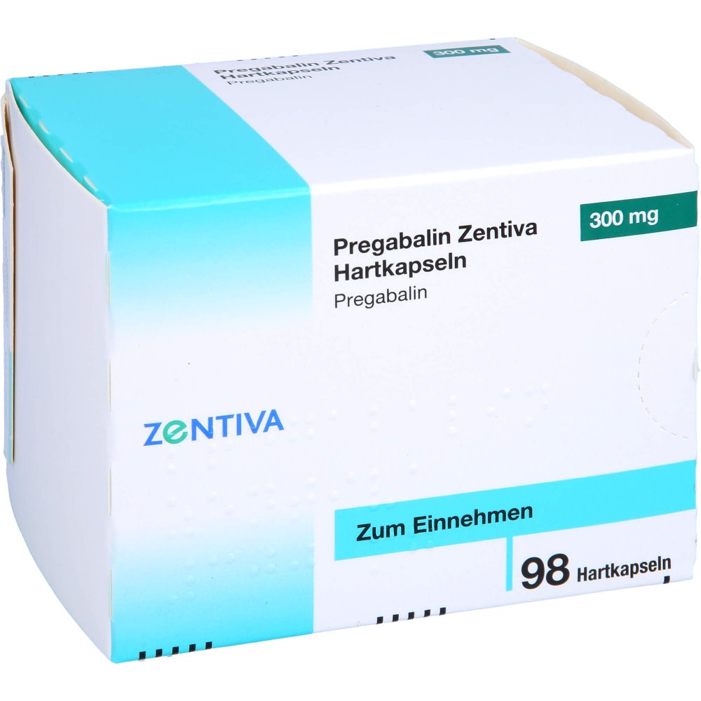 Das Produktfoto zeigt Pregabalin Zentiva 300 Mg Hartkapseln (98 stk) PZN 16321048