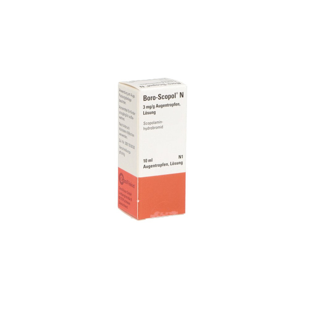 Das Produktfoto zeigt Boro-Scopol N 3 Mg/G Augentropfen (10 ml) PZN 16352310