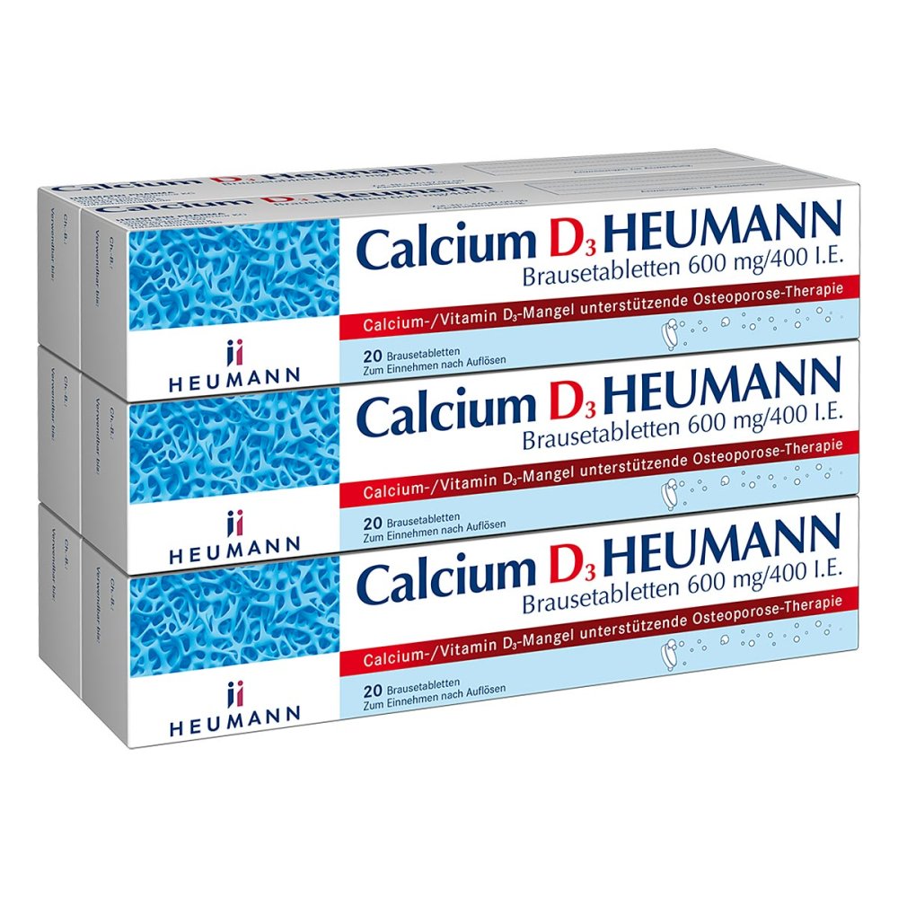 Das Produktfoto zeigt Calcium D3 Heumann Brausetabletten 600 Mg/400 I.E. (120 stk) PZN 16355389